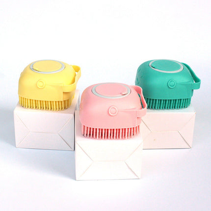 Silicone Dog Bath Brush with Shampoo Dispenser | Gentle Massage Tool for Effective Pet Cleaning