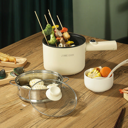 Portable Mini Electric Hot Pot with Keep-Warm Function | Stainless Steel Kitchen Cooker for Steaming and Boiling