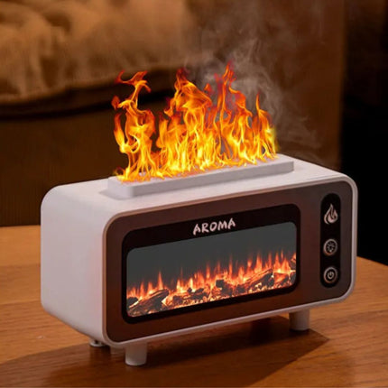 Ultrasonic Flame Humidifier with 500ml Water Tank and Humidistat | Cozy Atmosphere for Relaxation and Comfort