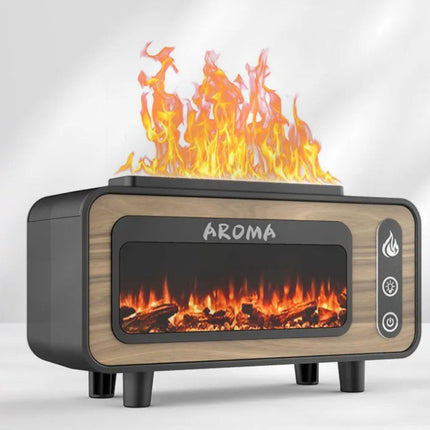 Ultrasonic Flame Humidifier with 500ml Water Tank and Humidistat | Cozy Atmosphere for Relaxation and Comfort