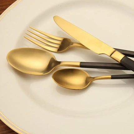 4 Piece Stainless Steel Flatware Set with Matte Black Handles – image 5