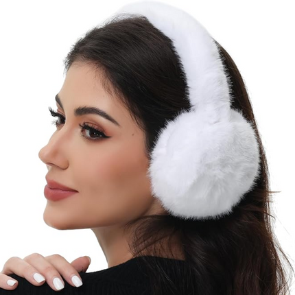 Earmuffs for Women and Men, Winter Ear Muffs, Faux Fur Earmuffs Foldable, Fleece Ear Warmers for Cold Weather