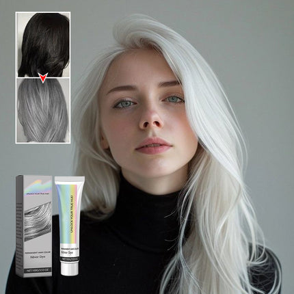 Silver Hair Color, Ammonia Free Hair Dye, Natural Hair Dye with Aloe and Plant Extracts, 3.5 oz