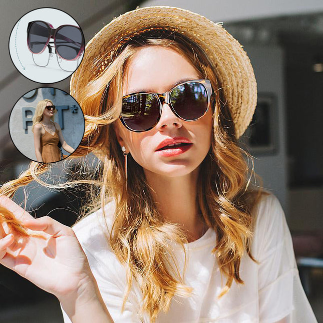 Polarized Sunglasses Fit Over Glasses, UV400 Sunglasses with Oversized Cat Eye Frame