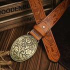 Mens Belts, Western Belt for Men with Metal Buckle, Cowboy Belt, Vegan Leather Belt for Jeans, Western Wear