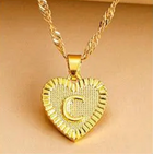 Gold Necklace for Women, Heart Initial Necklace with Engraved Initial, Heart Pendant Necklace, Birthday Gift for Her