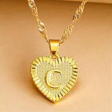 Gold Necklace for Women, Heart Initial Necklace with Engraved Initial, Heart Pendant Necklace, Birthday Gift for Her