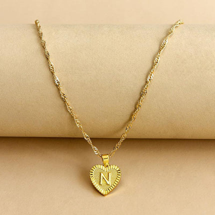 Heart Initial Necklace with Engraved Initial, Heart Pendant Necklace – image 15
