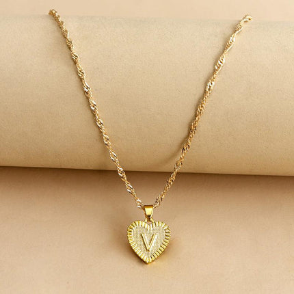 Heart Initial Necklace with Engraved Initial, Heart Pendant Necklace – image 23