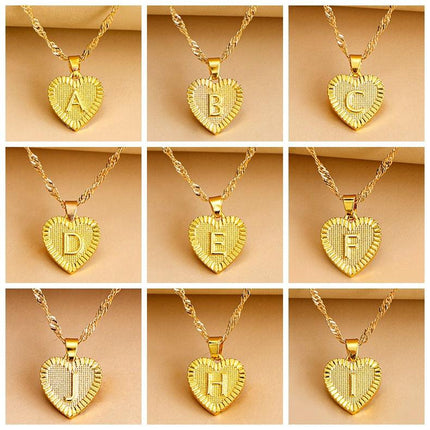Gold Necklace for Women, Heart Initial Necklace with Engraved Initial