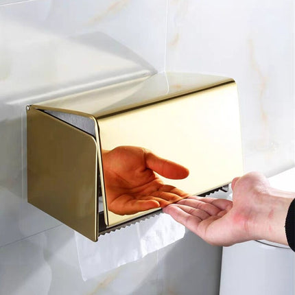 Wall Mount Toilet Paper Holder, Gold Stainless Steel Toilet Roll Holder, Bathroom Tissue Holder in Black or Chrome