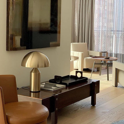 Dimmable Table Lamp with USB Rechargeable LED | Sleek Metal Mushroom Design for Stylish Illumination