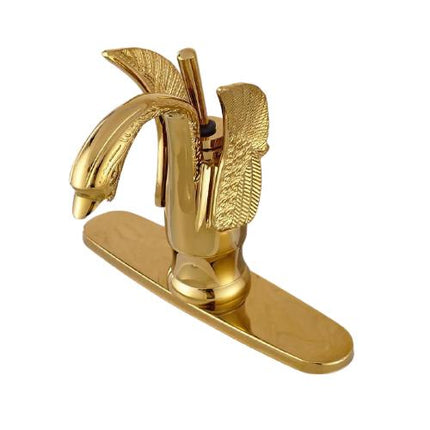 Gold Bathroom Faucet, Swan Vessel Sink Faucet with Single Handle, Golden Swan Faucet for Bathroom Sink
