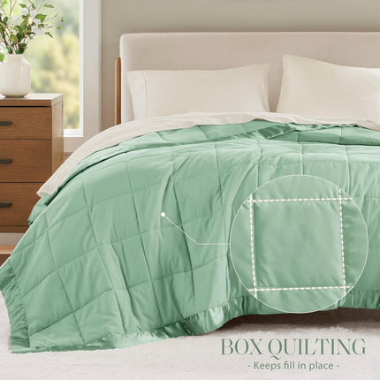Windom Collection | Down Alternative Blanket with Moisture-Wicking Treatment | Lightweight & Soft Bed Cover for All Seasons, Satin Trim