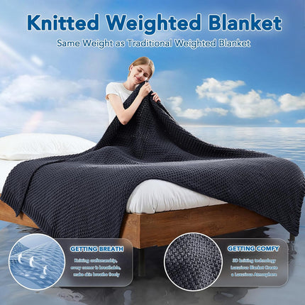 Cozy Comfort | Knitted Weighted Blanket with Cooling Microfiber | All-Season Softness for Ultimate Relaxation
