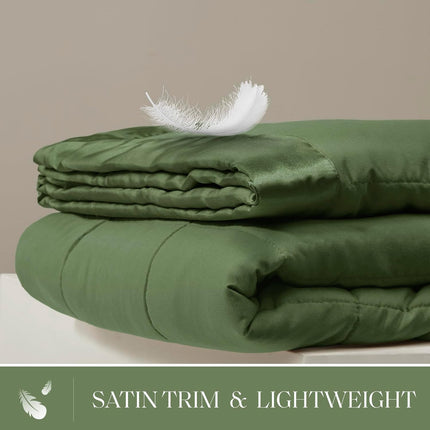 Windom Collection | Down Alternative Blanket with Moisture-Wicking Treatment | Lightweight & Soft Bed Cover for All Seasons, Satin Trim