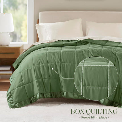 Windom Collection | Down Alternative Blanket with Moisture-Wicking Treatment | Lightweight & Soft Bed Cover for All Seasons, Satin Trim