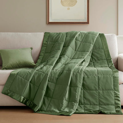 Windom Collection | Down Alternative Blanket with Moisture-Wicking Treatment | Lightweight & Soft Bed Cover for All Seasons, Satin Trim