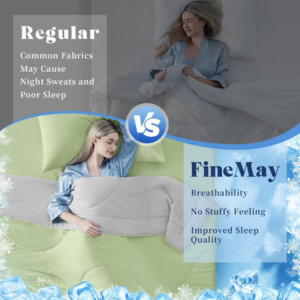 Cooling Comforter | Double-Sided Cooling Blanket for Hot Sleepers | Breathable Ice Fabric for Ultimate Comfort