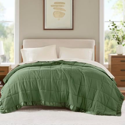 Windom Collection | Down Alternative Blanket with Moisture-Wicking Treatment | Lightweight & Soft Bed Cover for All Seasons, Satin Trim