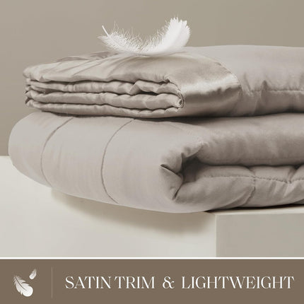 Windom Collection | Down Alternative Blanket with Moisture-Wicking Treatment | Lightweight & Soft Bed Cover for All Seasons, Satin Trim