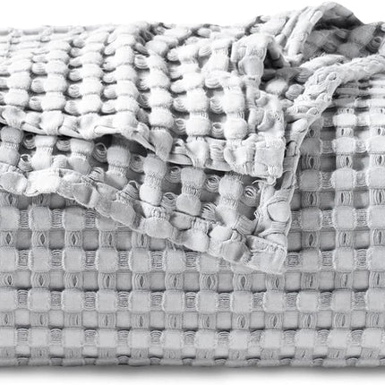 Cozy Haven | Cooling Waffle Queen Blanket with Lightweight Cotton & Bamboo | Soft Summer Throw for Hot Sleepers