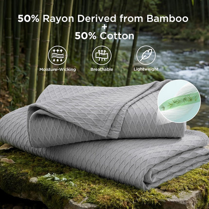 Cozy Comfort | Cooling Bamboo Rayon Blanket for Hot Sleepers | Lightweight & Breathable Summer Throw for Bed and Couch