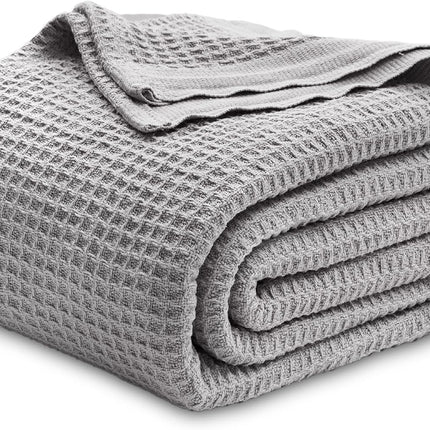 Cozy Haven | 100% Cotton Queen Blanket with Cooling Waffle Weave | Soft & Breathable for Summer Comfort