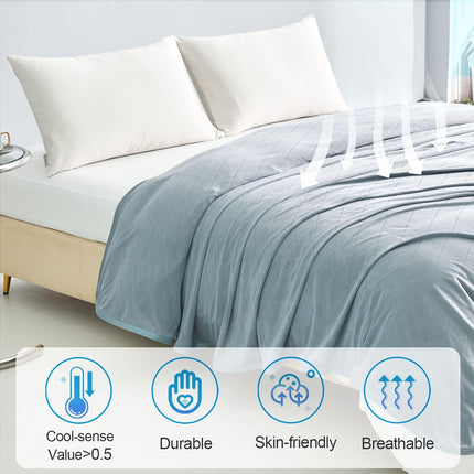 Cool Comfort | Direct Cooling Throw Blanket for Hot Sleepers with Double-Sided Cold Effect | Lightweight & Breathable Summer Blanket for Night Sweats