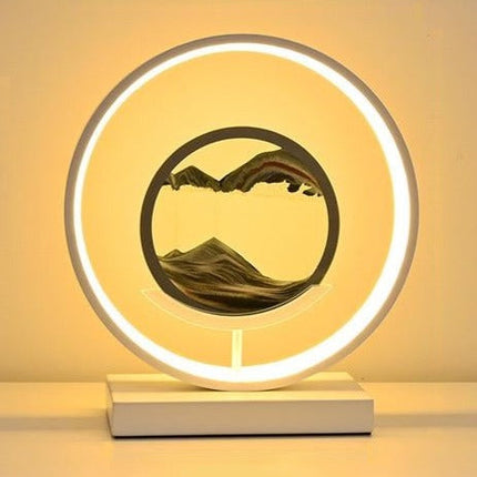 Dimmable Horizon Lamp with LED Light Ring | Mesmerizing Sand Cascade for Tranquil Ambiance