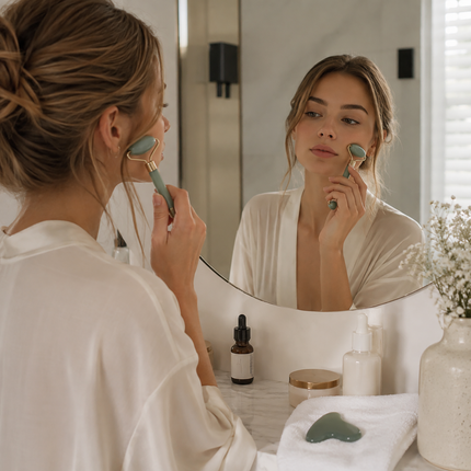Face Roller and Gua Sha Set with Scalp Massager, 4 Piece Face Massager Kit