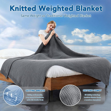 Cozy Comfort | Knitted Weighted Blanket with Cooling Microfiber | All-Season Softness for Ultimate Relaxation