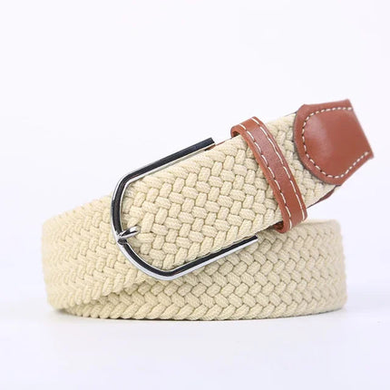 Stretch Belt, Elastic Fabric Belt with Metal Buckle, One Size Casual Stretchy Belt for Everyday Outfits