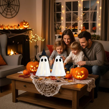 Halloween Ghost Figurine Set 2 Piece, Ghost Decorations for Shelf, Halloween Party Decor, Halloween Indoor Decor