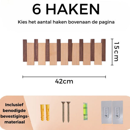 Wall Mounted Coat Rack, Handmade Wall Coat Hooks in Walnut or Beech – image 10