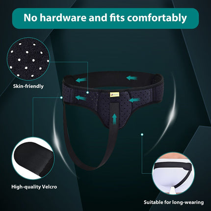 Inguinal Hernia Belt with Removable Compression Pad, Truss for Hernia on Left or Right Side