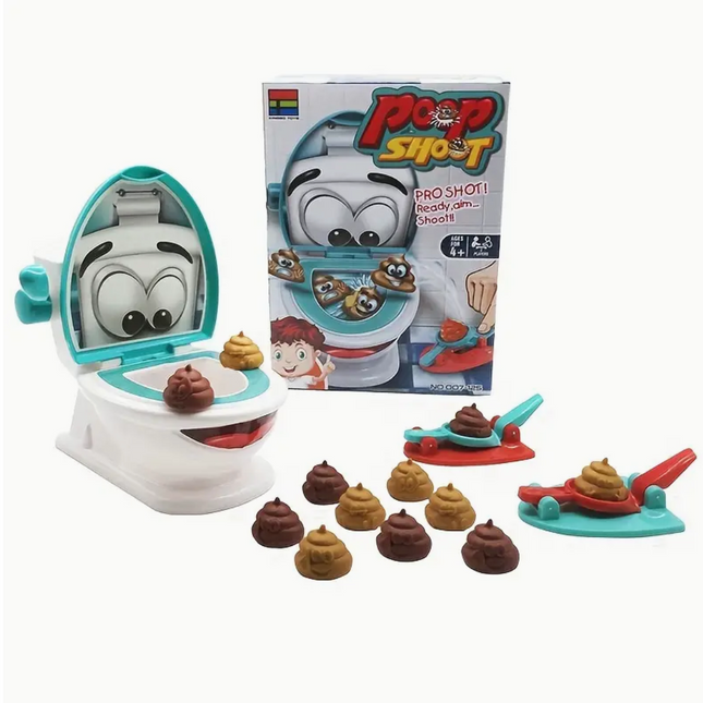 Funny Party Game, Poop Shooting Game with Toilet Shooter, Funny Family Game for 2 to 4 Players Ages 6 and Up