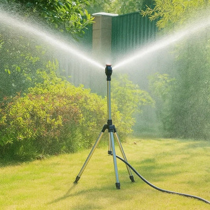 Lawn Sprinkler with Tripod, 360 Degree Rotating Water Sprinkler for Yard