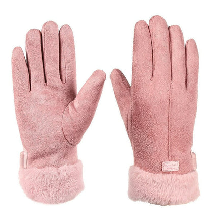 Winter Gloves for Women with Wool Lining, Pink Touchscreen Gloves