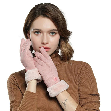 Winter Gloves for Women with Wool Lining, Pink Touchscreen Gloves – image 4