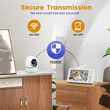 Baby Monitor with Camera and Audio, Infant Monitor with 5 Inch Screen and Night Vision