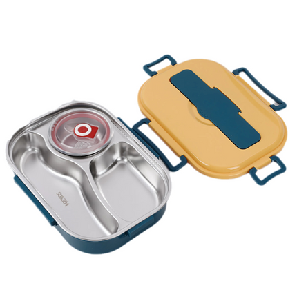 Stainless Steel Bento Lunch Box, Bento Box with 3 or 4 Compartments and Soup Bowl, Metal Lunch Box for Work and Travel