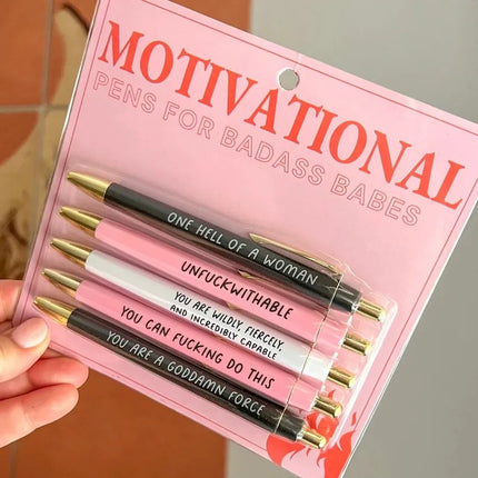 Black Pens, Funny Pens Set of 5 with Swear Words, Funny Coworker Gift, Gag Gifts, White Elephant Gift, Secret Santa Gift