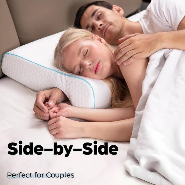 Memory Foam Pillow for Couples, Cuddle Pillow with Arm Tunnel, L Shaped Bed Pillow with Washable Cover, Couples Gift_01