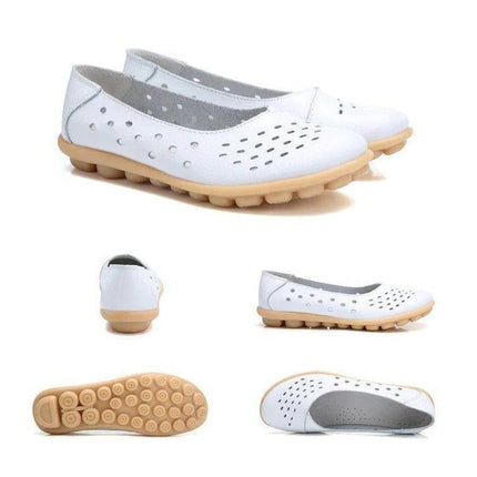 Womens Loafers Wide Fit, Leather Loafers for Women, Womens Flats with Cushioned Insole, Slip Resistant Shoes
