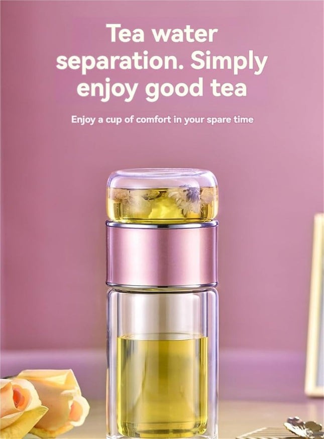 Tea Bottle with Infuser, Double Wall Tea Infuser Bottle for Travel, Loose Leaf Tea Infuser with Removable Filter_01