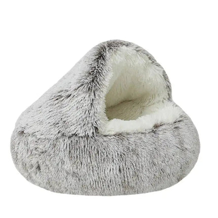 Covered Dog Bed, Calming Cave Dog Bed for Small Dogs, Washable Round Plush Pet Bed with Removable Cover