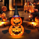 Halloween Pumpkins 3 ft 2 Pack, Lighted Pumpkin Decorations with Hat and Cape, Collapsible Giant Pumpkin Halloween