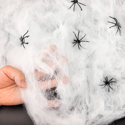 Spider Webs with Spiders 200 sq ft, Giant Spider Web Halloween Door Decoration – image 4