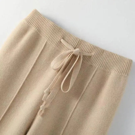 Womens Wool Pants with Elastic Waist and Belt – image 15
